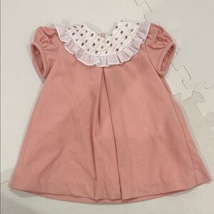 Edgehill Collection Pink Baby Dress with Floral Ruffle